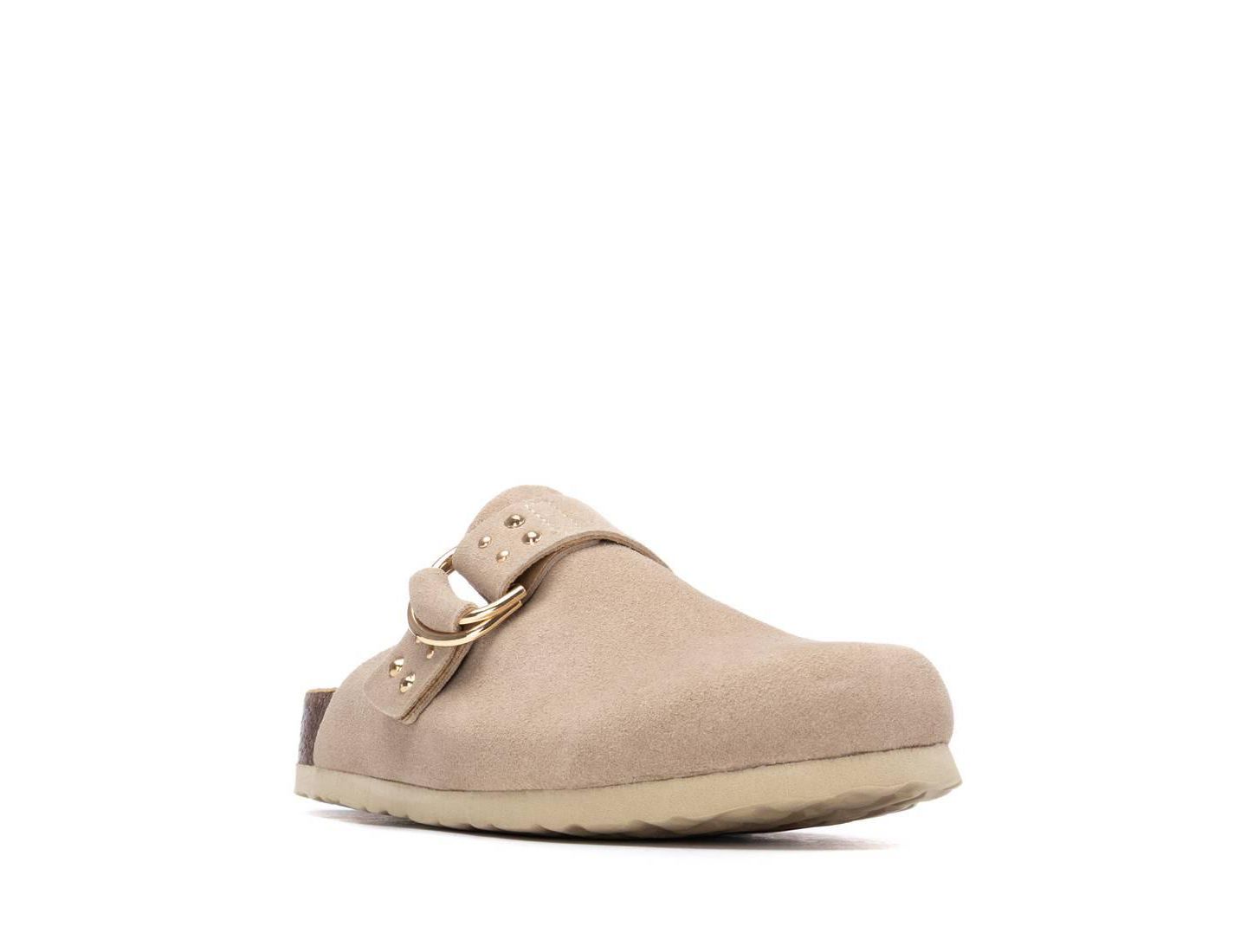 Женские сабо XTI Refresh Collection Suede Clog Mule Flats, цвет: Бежевый — фото 1