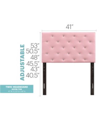 Twin Upholstered Headboard with Faux Jewel Tufting Adjustable Height 41 to 53 inch for Bedroom