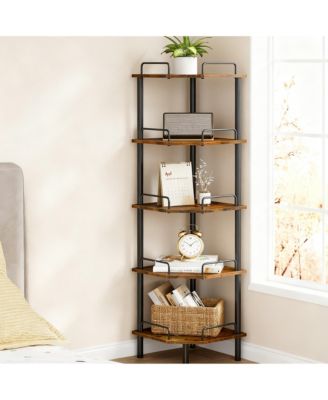 Corner Shelf Stand Industrial Metal Storage Rack for Home Office
