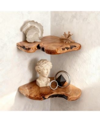 Corner Floating Shelves Cedar Wood Rustic Set of 2