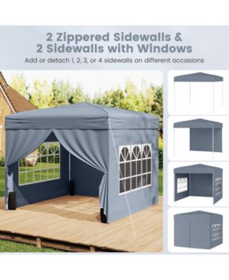 10 X 10 FT Pop up Canopy Tent w/ 4 Sidewalls Wheeled Bag 4 Sandbags 8 Stakes