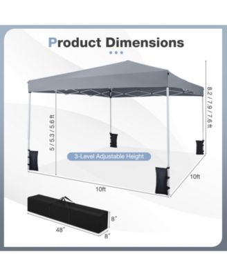 10 x 10 FT Pop up Canopy Tent w/Carrying Bag 4 Sandbags 8 Stakes 4 Wind Ropes