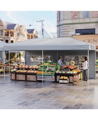 10 X 20 FT Pop up Canopy Tent w/ 6 Sidewalls Wheeled Bag 6 Sandbags 10 Stakes