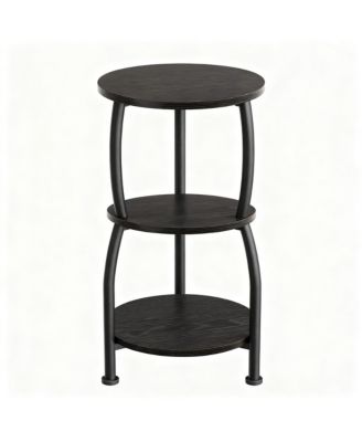 Small Round Side Table 3-Tier Storage Shelf Slim Sofa Nightstand