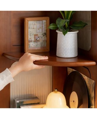 Poplar Wood Corner Bookshelf 4-Tier 64" Tall Mid Century Modern