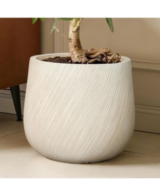 14" Dia Large Plant Pot with Drainage, Texutred Round Planter Pot for Indoor and Outdoor Plants