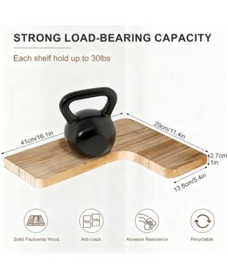 Floating Corner Shelves Wall Mounted Set of 2 Solid Wood Storage Display