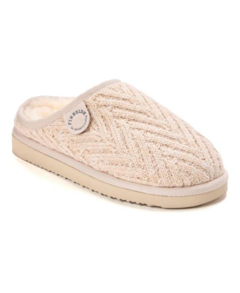 Женские сабо Dearfoams Greta Genuine Shearling Knit Clog Slipper, цвет: Костяной