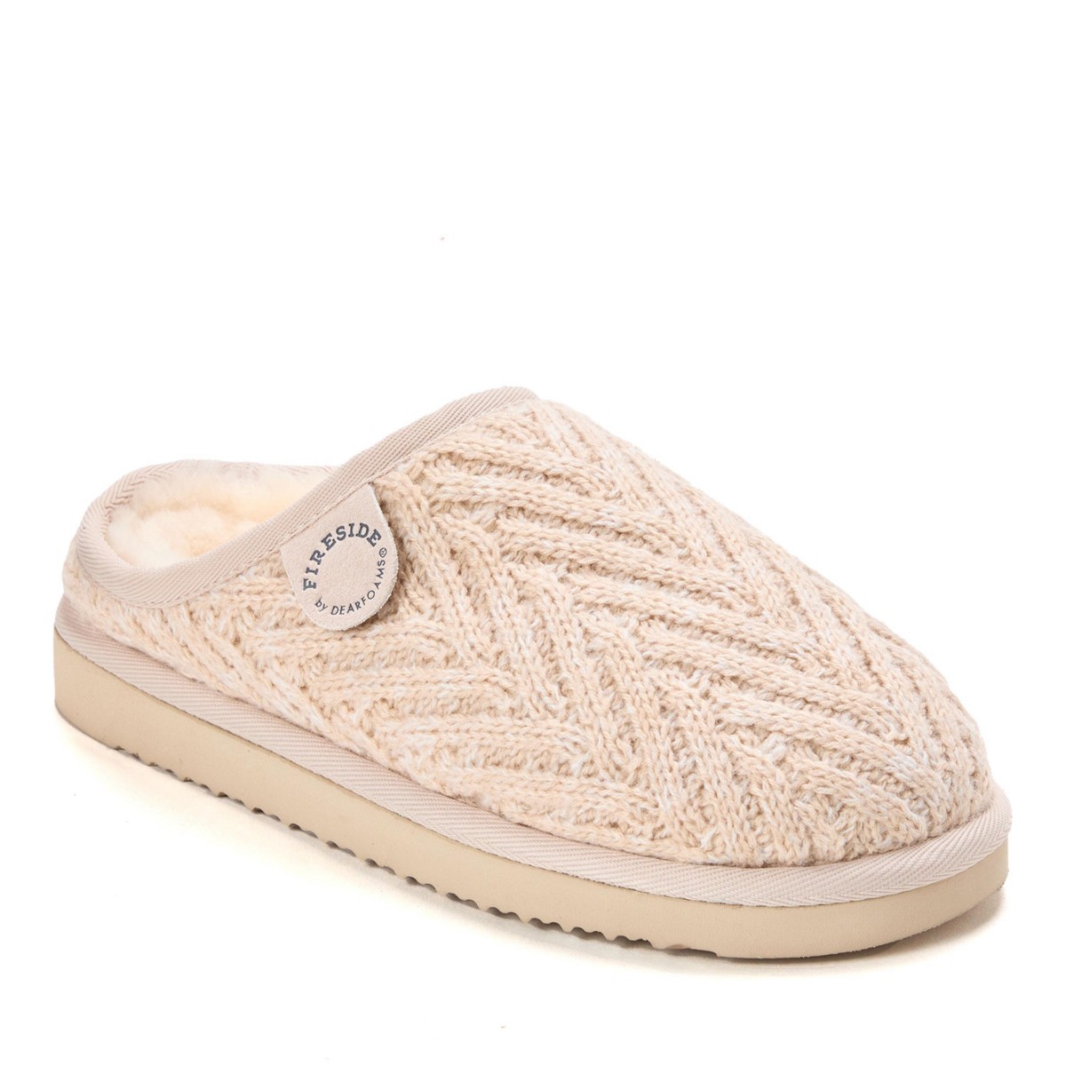 Женские Dearfoams Women's Greta Genuine Shearling Knit Clog Slipper — фото 1