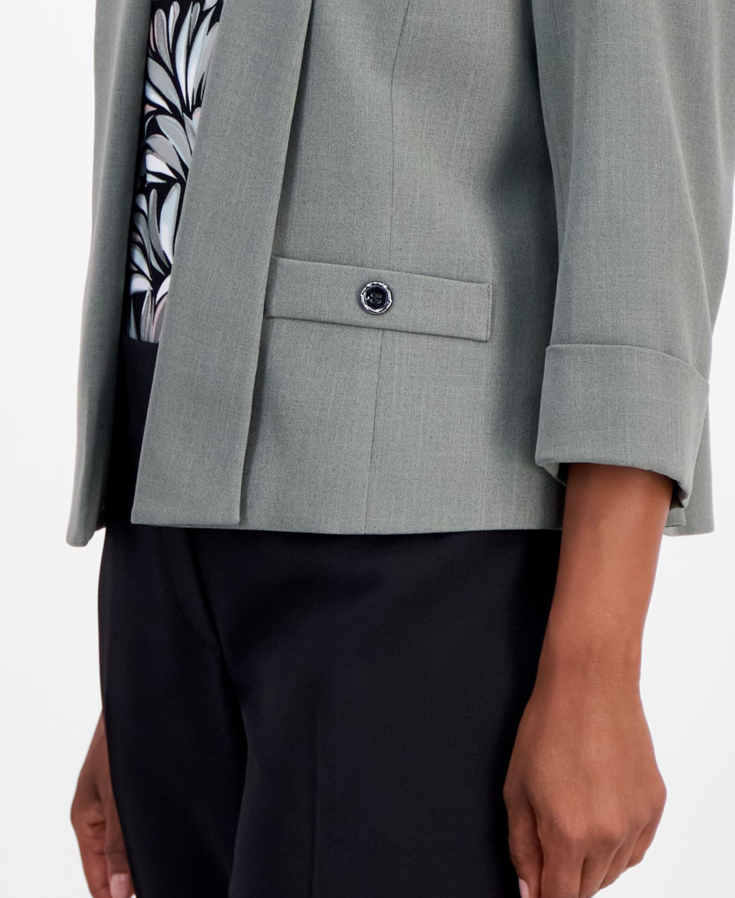 Женский пиджак Kasper Petite Open-Front 3/4-Sleeve Blazer, цвет: Тёмный морской каменный — фото 3