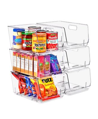 Medium Stackable Open Front Storage Bins - For Pantry, Kitchen and Home Organization