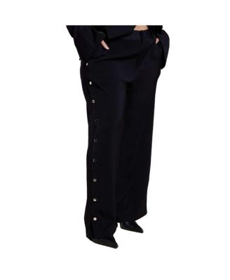 Women's Plus Size Snap Detail Wide Leg Trouser