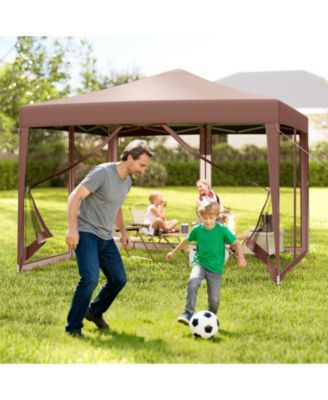 10 FT x 10 FT Pop-Up Canopy Tent w/ Mesh Netting Carry Bag 8 Stakes and 4 Ropes Outdoor