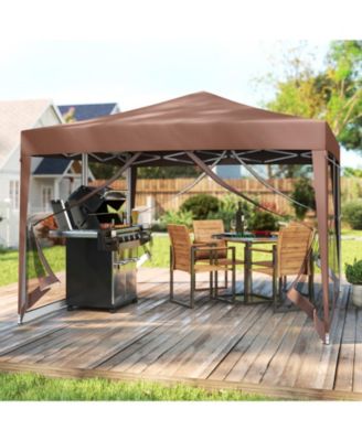 10 FT x 10 FT Pop-Up Canopy Tent w/ Mesh Netting Carry Bag 8 Stakes and 4 Ropes Outdoor