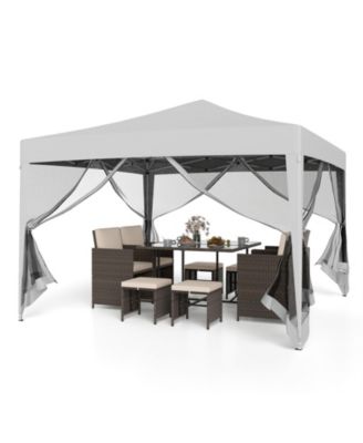 10 FT x 10 FT Pop-Up Canopy Tent w/ Mesh Netting Carry Bag 8 Stakes and 4 Ropes