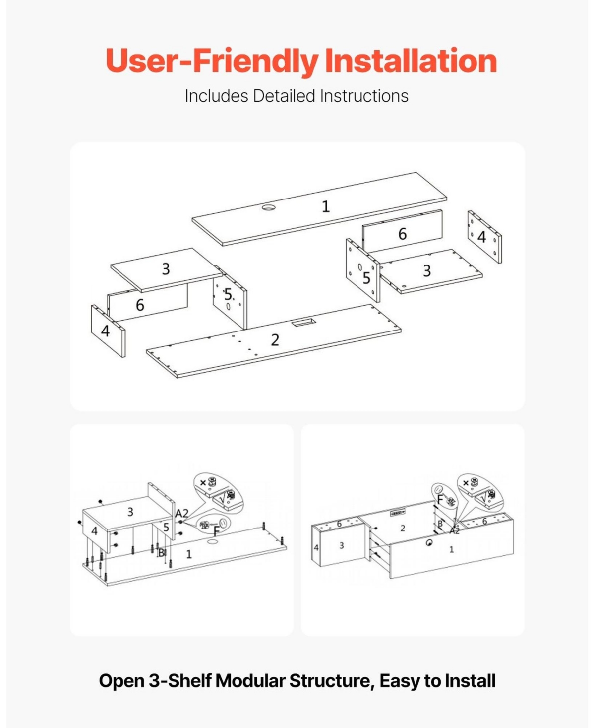 Gouun Floating Tv Stand with Power Outlets and Storage