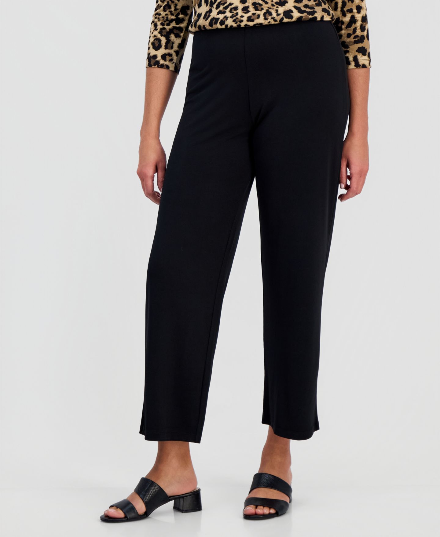 Женские брюки JM Collection Knit Wide-Leg Pull-On Pants, Regular & Short Lengths, цвет: Глубокий чёрный, вариант 1 — фото 2