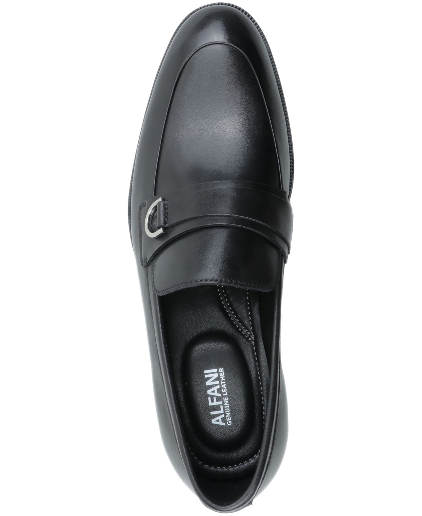 Мужские туфли Alfani Genuine Leather Slip-On Buckle, цвет: Чёрный кожаный — фото 4