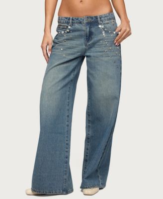 Women's Mahlia Button Low Rise Baggy Jeans