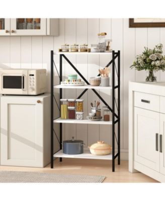 Heavy Duty 4 Tier Bookshelf with Metal Frame Storage Unit