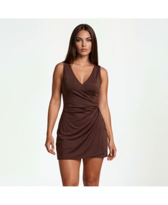 Women's Alana Wrap-Style Swim Dress With Hidden Bottoms and Adjustable Straps