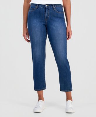 Women's Mid-Rise Straight Leg Ankle Jeans