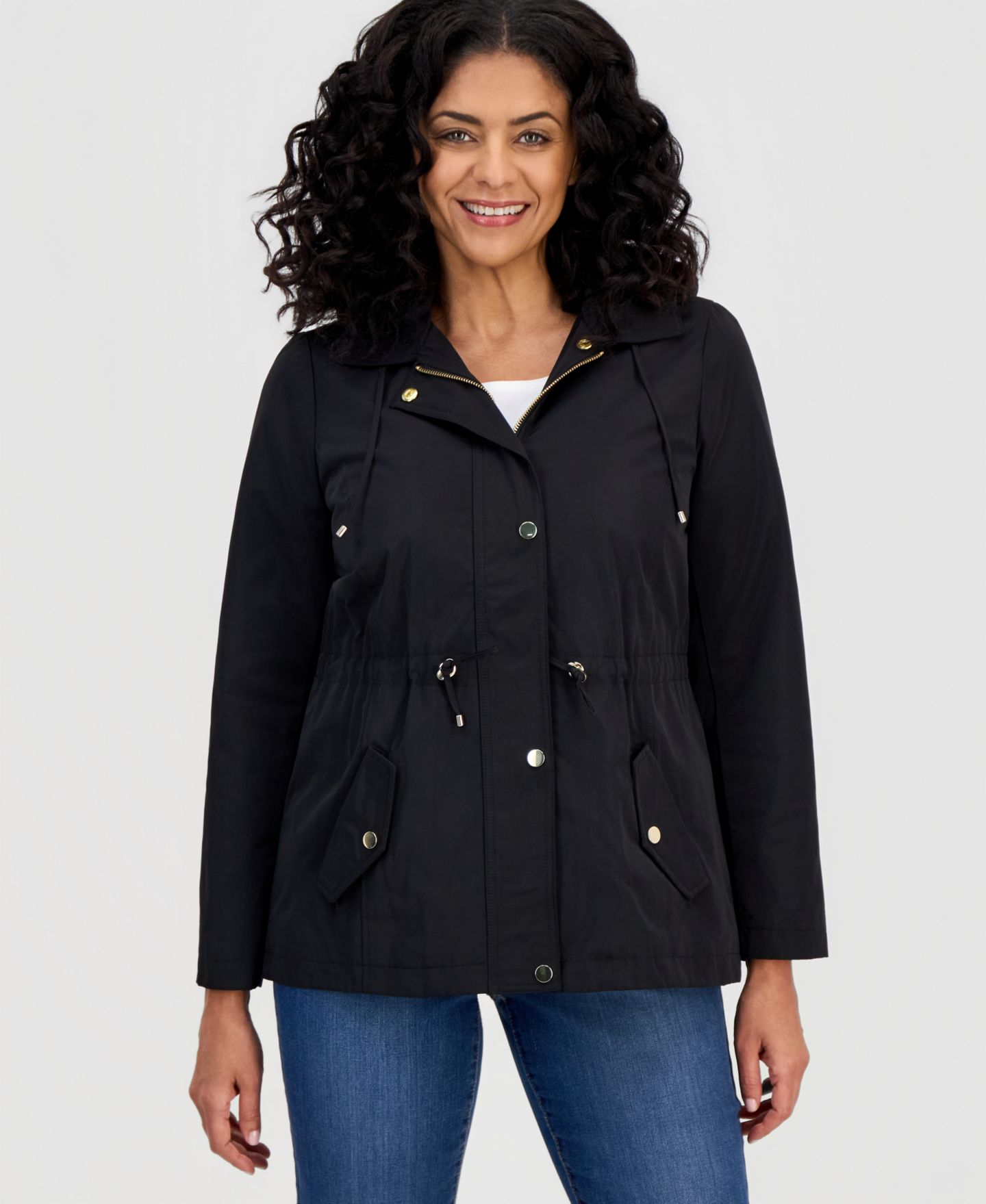 Женская куртка Style & Co Hooded Anorak, цвет: Глубокий чёрный — фото 3