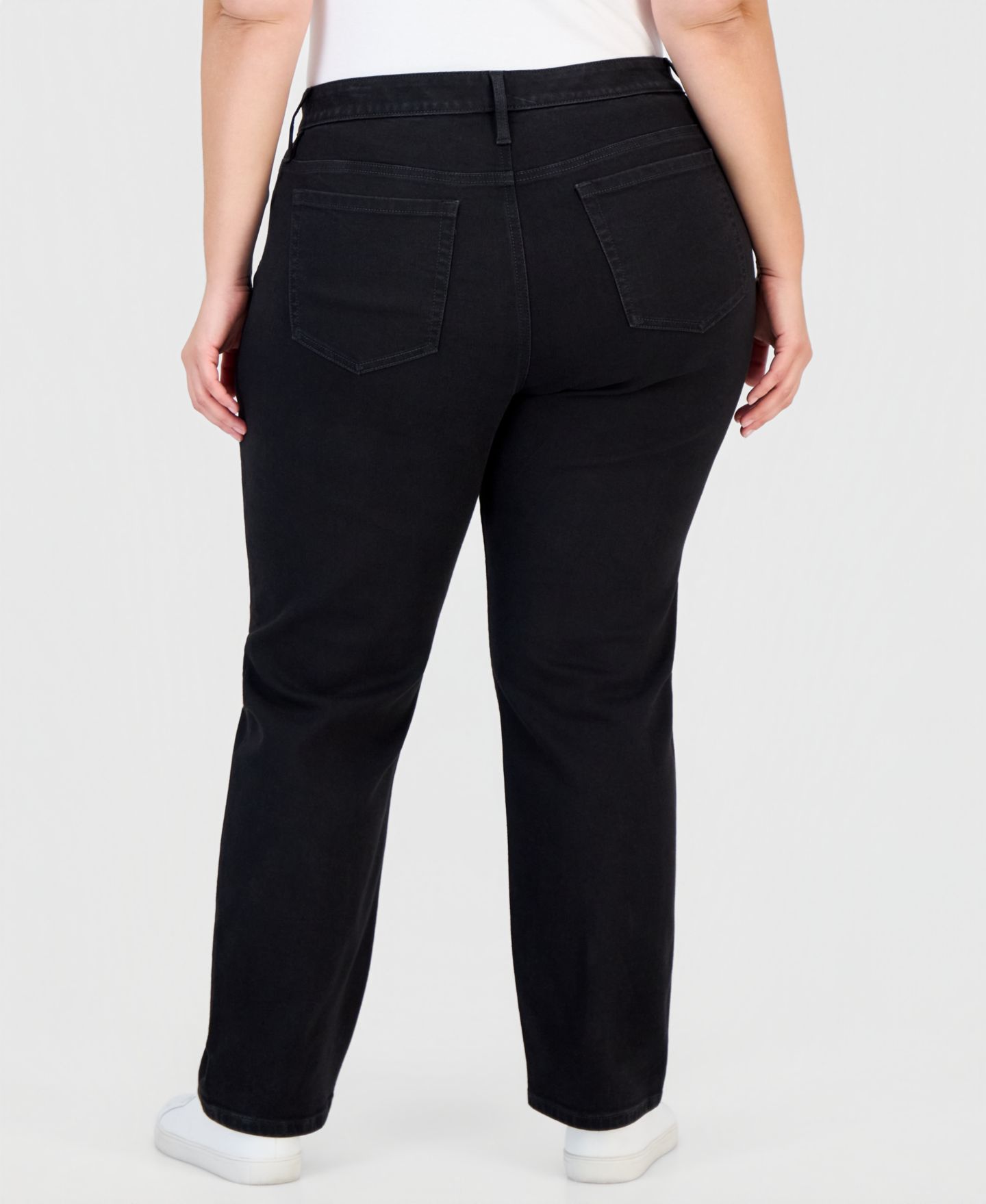 Женские джинсы Style & Co High Rise Straight-Leg Jeans, Regular, Short and Long Lengths, цвет: Глубокий чёрный — фото 4