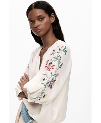 Women's Blouse Embroidered Sleeves