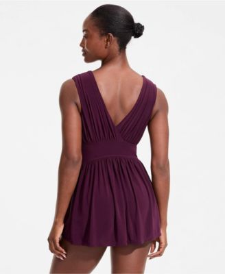 Women's High Neck Ruched Swim Dress