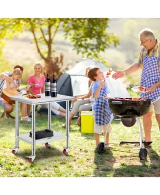 Stainless Steel Rolling Work Table with 4 Casters.