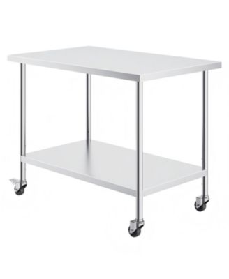 Stainless Steel Rolling Work Table 30 x 48 x 38 in with 4 Casters