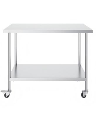 Stainless Steel Rolling Work Table 30 x 48 x 38 in with 4 Casters