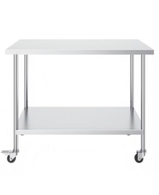 GOUUN Stainless Steel Rolling Work Table 30 x 48 x 38 in with 4 Casters ...