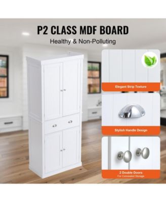 72 in Tall Freestanding Kitchen Pantry Storage Cabinet with Adjustable Shelves