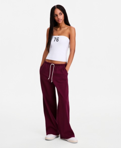 Женские Hippie Rose Juniors' Lightweight Fleece Wide-Leg Sweatpants