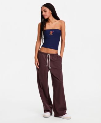 Juniors' Lightweight Fleece Wide-Leg Sweatpants