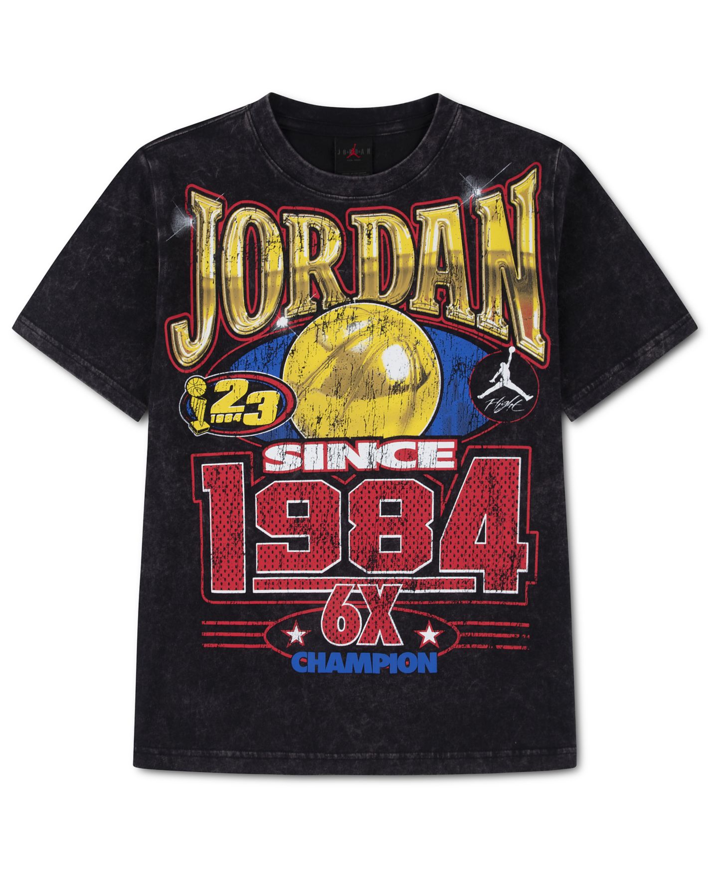 Детская футболка Jordan Gold 6X Since 1984 с принтом, короткий рукав, 8-20, цвет: Чёрный — фото 1