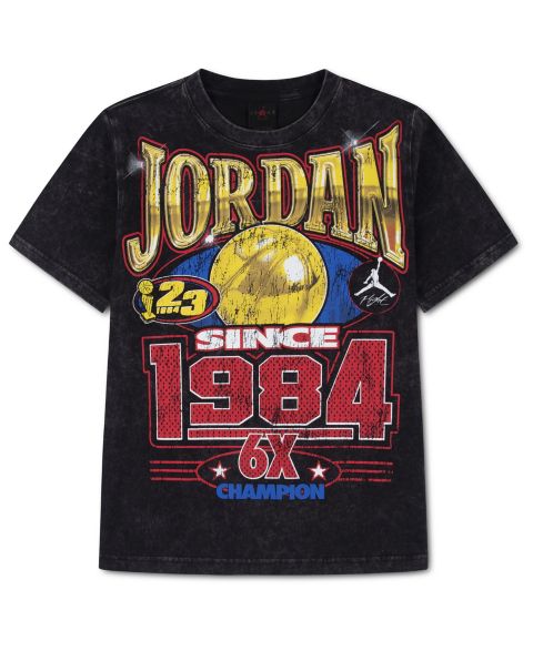 Детская футболка Jordan Gold 6X Since 1984 с принтом, короткий рукав, 8-20, цвет: Чёрный