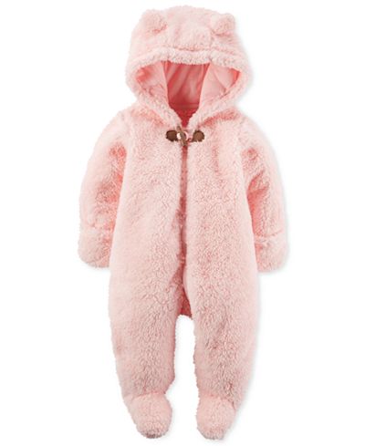 Carter's Baby Boys' or Baby Girls' Hooded Faux-Sherpa Footed Coverall