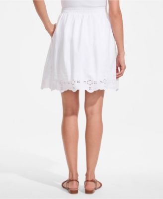 Women's Poplin Eyelet Mini Skirt