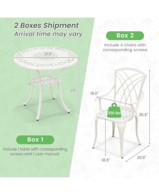 5 Pieces All-Weather Outdoor Cast Aluminum Dining Set Round Dining Table