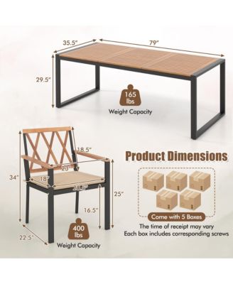 9 Pieces Patio Dining Set w/ Soft Cushions and 1.9'' Umbrella Hole for Garden