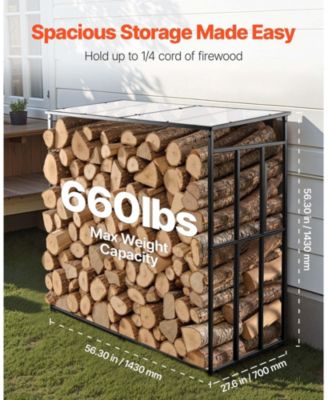 4 ft Firewood Rack with Sloped Roof Outdoor Log Storage Shed