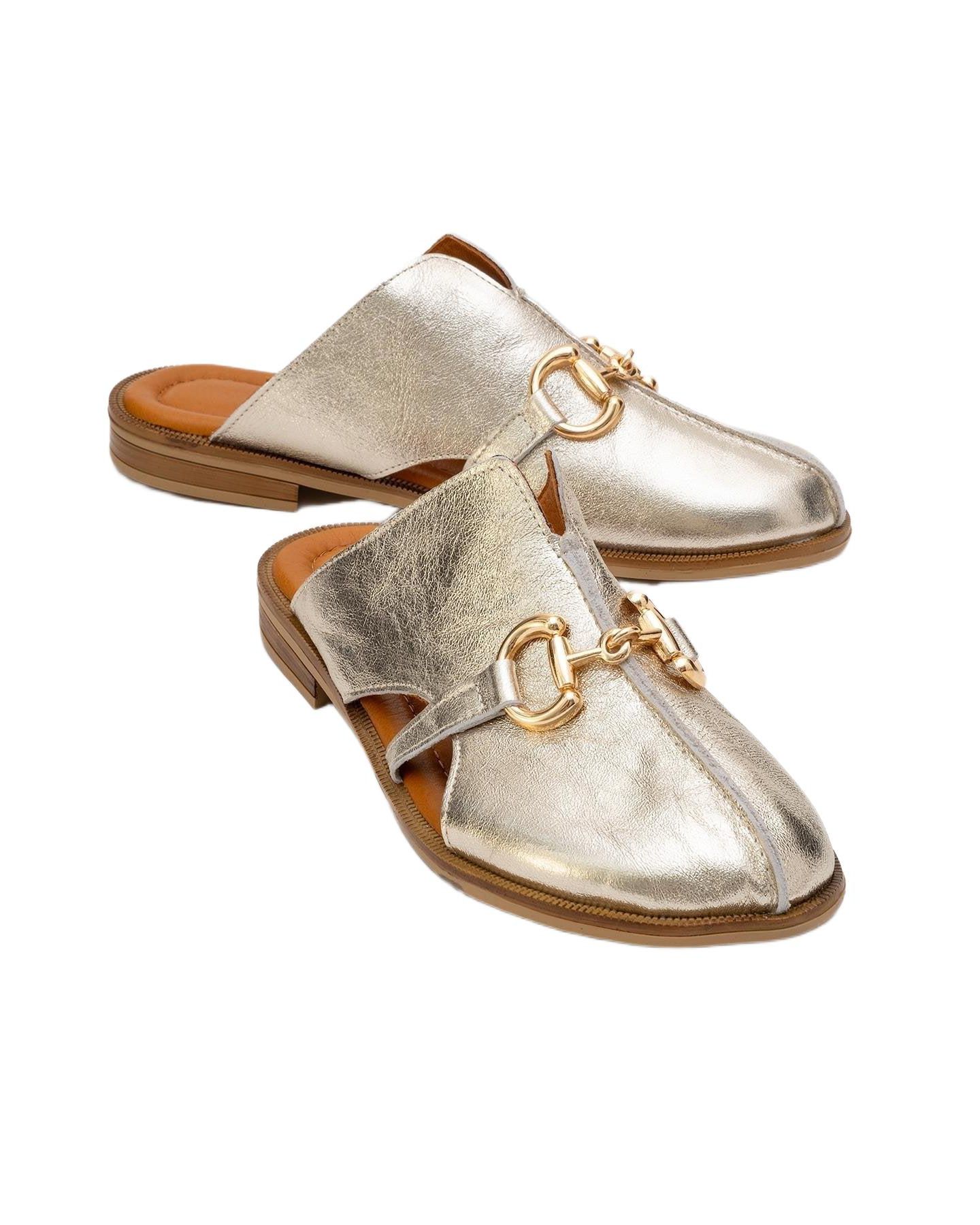Женские сабо Forever & Always Shoes Favor Leather, цвет: Золотой кожаный — фото 2