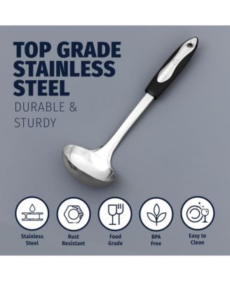 Premium 12 Inch Stainless Steel with Non-Slip Silicone Handle Soup Ladle