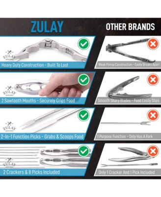 Heavy Duty 10-Piece Crab Leg Crackers and Tools Set & Sharp Tines