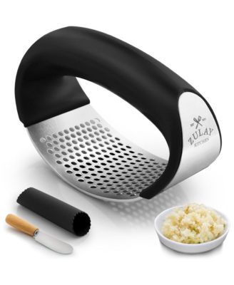 Stainless Steel Garlic Press Rocker with Peeler and Scraper