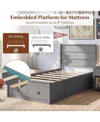 Bed Frame with Storage Drawers and Headboard
