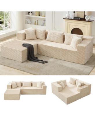 106" L-Shaped Sectional Sofa with Chaise, Modular Deep Seat Cloud Couch, No Assembly